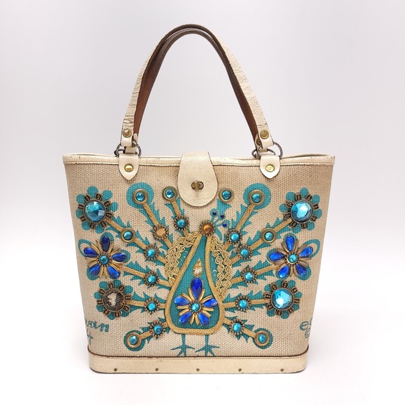 Enid Collins Of Texas Vintage 1960s Purse Bag Pavan 4 Genuine Handbag - Picture 2 of 12